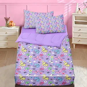 Nesker Butterfly Twin Zipper Bedding for Girls, 3-Piece-All-in-one