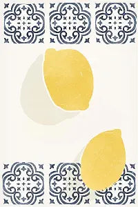 Trademark Fine Art Canvas Wall Art - Yuyu Pont 'Lemons and Azulejos' Wall Art for Living Room, Bedroom, or Office Dcor