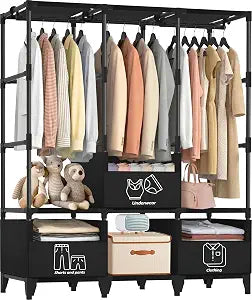 LOKEME Portable Closet,Sturdy Stable Large Capacity Wardrobe Closet