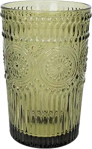Vintage-Inspired Codi Drinking Glass Tumbler, 12 Ounce, Olive Green