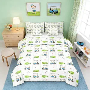 Erosebridal Golf 7 Piece Bedding Set Twin Balls Comforter Set with Sheets