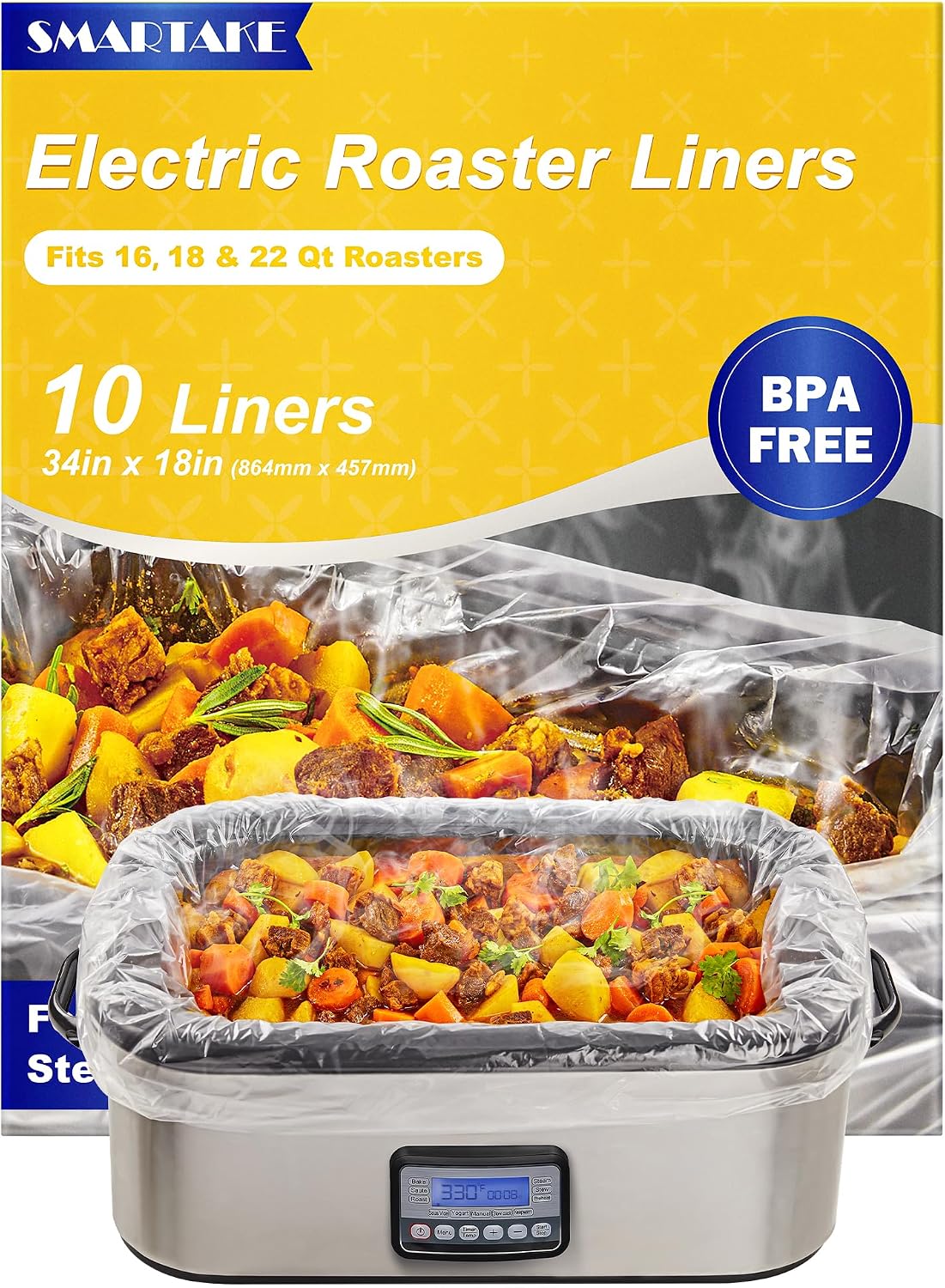 SMARTAKE Electric Roaster Liners for Instant Cleanup, 18 x 34 Inch