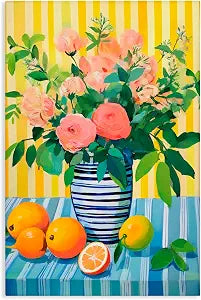 Stupell Industries Citrus Floral Still Life, 16 x 24 Inch Canvas Wall Art
