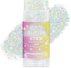 Iridescent White Hair Glitter Stick,Waterproof Face Body Glitter Makeup for Kids and Women, Mermaid Fairy Costume Accessories, Halloween Festival Rave Concert Carnival Party Makeup