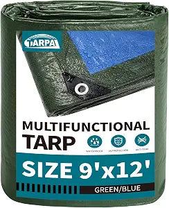 TARPAL Tarps 9x12 Feet Green Tarp Waterproof Lightweight tarps Multipurpose