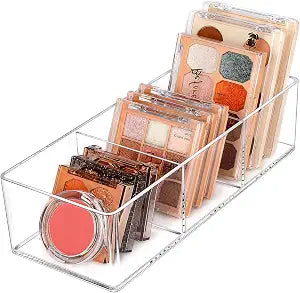 JessLab Acrylic Makeup Organizer, 3-Compartment Clear Bathroom Drawer Tray