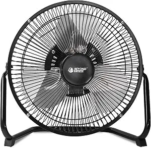 BEYOND BREEZE 9 Inch Metal Floor Fan with Upgraded Airflow, Black