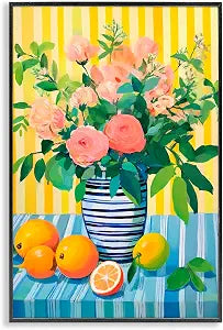 Citrus Floral Still Life Display, 12 x 18 Inch Framed Gicle Print
