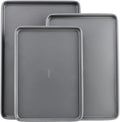 GoodCook Everyday Nonstick Baking Sheet Set, 3 Pack Includes Small (13x9) Medium (15x1) and Large (17x11) Pans Carbon Steel Construction Cookie Sheets Bakeware Set, Gray