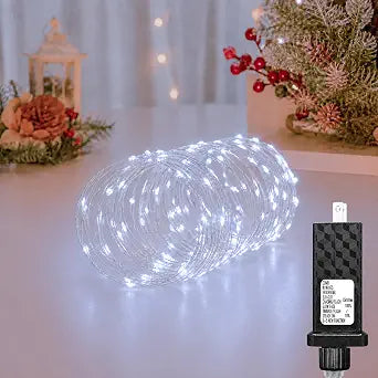 33FT 100 LED Plug in Fairy Lights with 13 Modes & Timer, Cool White