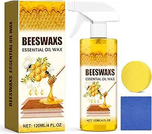 Beeswax Wood Polish Spray, Beeswax Essential Oil Wax, Deep Restore Furniture Cleaner for Cabinets, Hardwood Floors, Tables & All Wood Surfaces, Non-Greasy Formula (1)