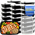 15 Pack 32oz Meal Prep Containers Reusable BPA-Free, Disposable Food Storage Take Out Containers with Lids, Leakproof Plastic To Go Food Containers, Microwave Freezer Dishwasher Safe