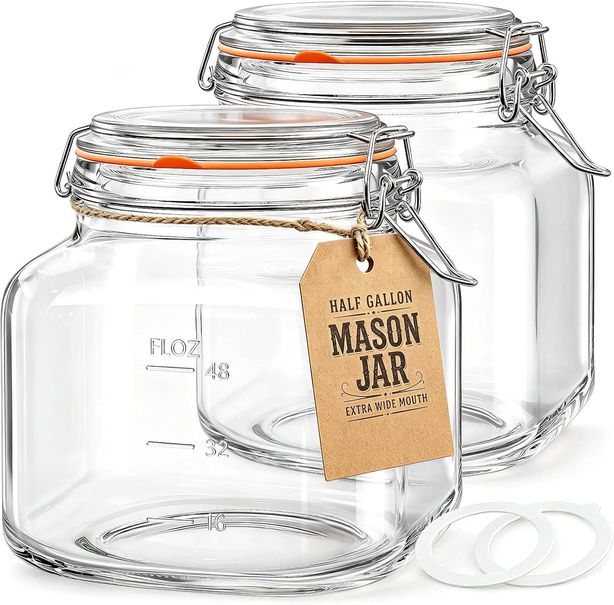 Glass Jars with Airtight Lid, 81oz Wide Mouth Canisters for Food Storage