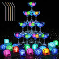 20 PCS Light Up Ice Cubes for Drinks, LED Ice Cubes with 5 Pcs Metal Straws