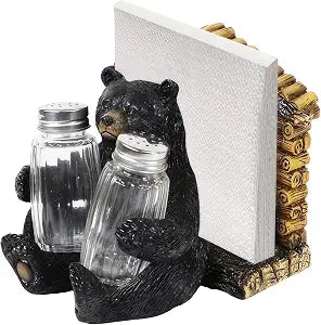 ICE ARMOR 5.75" W Bear Salt & Pepper Shaker with Napkin Holder Statue Sculpture Ornament Decoration Home/Room Decor Ideas