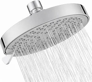 6-inch 7-Setting 1.8GPM Rain Shower Head, High Pressure Fixed Chrome