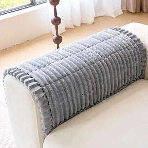 vctops Set of 2 Faux Fur Couch Arm Cover Back Covers, Non-Slip Chair Arm Covers, Soft Fuzzy Arm Rest Cover for Sofa, Armchair Slipcovers Couch Protector for Dogs Cats (Light Grey,28"x28")