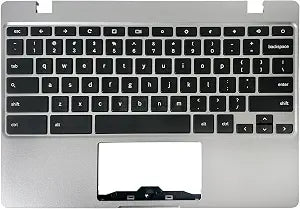 Laptop Palmrest Upper Case Top Cover with US Keyboard Assembly Replacement for Samsung Chromebook 4 XE310XBA XE310XBA-K02 BA98-01976A BA61-03989A - Silver