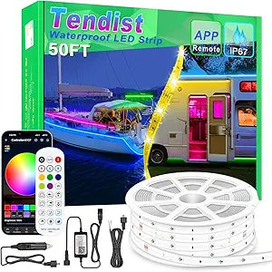 50FT Boat Lights LED Waterproof, 12V Marine Light Strip for Boat, RGB Marine LED Strip 12V with App & Remote for Pontoon Interior and Exterior, Night Fishing Lighting for Jon, Yacht, Kayak, Deck