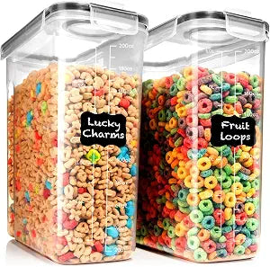 Shazo 2 Pack (6.3L / 213OZ) EXTRA Large Airtight Food Storage Cereal Containers for Bulk Food Storage BPA-Free Plastic Container, Pantry Organization and Canister for Rice, Pasta, Sugar & Flour