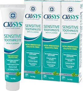 CloSYS SLS Free Toothpaste with Fluoride, 7 Ounce, 3 Pack, Gentle Mint