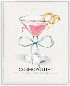 'Pastel Cocktail with Bow'| Framed Giclee Art