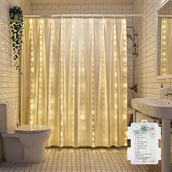 Brightown 180 LED Shower Curtain Lights, 70 Inch Warm White IP65 Waterproof