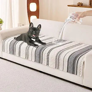 HAOMAIJIA Boho Couch Covers for Sofa, Waterproof Couch Cover for Dogs Soft Chenille Jacquard Non Slip Sofa Covers for Pets Washable Couch Protector (Grey, 36.5" x 62" 1 Pack)