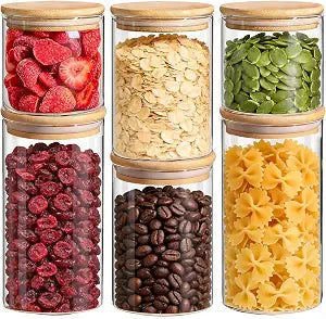ComSaf Glass Storage Containers with Lids, Set of 6 Jars (0.6Qt/1Qt/1.5Qt)