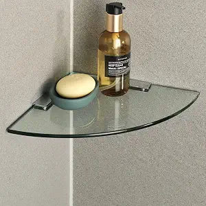 SAYAYO Glass Corner Shelf, 10 x 10 Inch Floating Glass Shelves for Bathroom