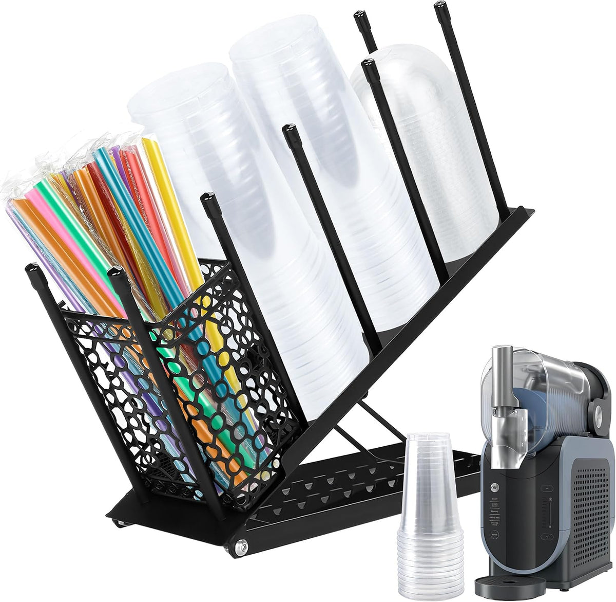 Adjustable Cup Organizer for Ninja Slushi Machine, 4 Compartments, Metal