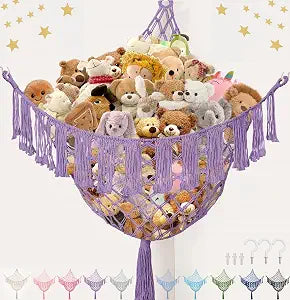 Lare Stuffed Animal Storage Hammock Corner Net - 45" W x 45" H (Lavender)