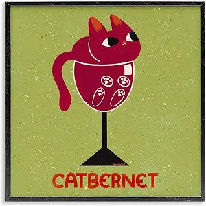 Playful Cat Wine Humor, 12 x 12 Inch Framed Gicle Print
