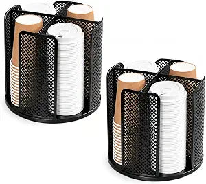 2-Pack Rotating Cup and Lid Organizer, 360 Spinning Holder for 3-24oz Cups