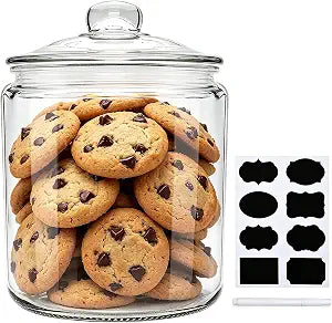 Maredash 1 Gallon Glass Canister, Cookie Jar & Candy Jar with Airtight Lid, Large Food Storage Container for Buffet, Coffee & Flour, Laundry Room Storage & Pantry