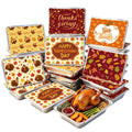 48 Pack Thanksgiving Leftover Containers with Lids 8.5"x6.3" Disposable Turkey Pumpkin Maple Leaf to Go Food Container Fall Aluminum Tin Foil Storage Pans for Thanksgiving Party Leftovers to-Go Meals