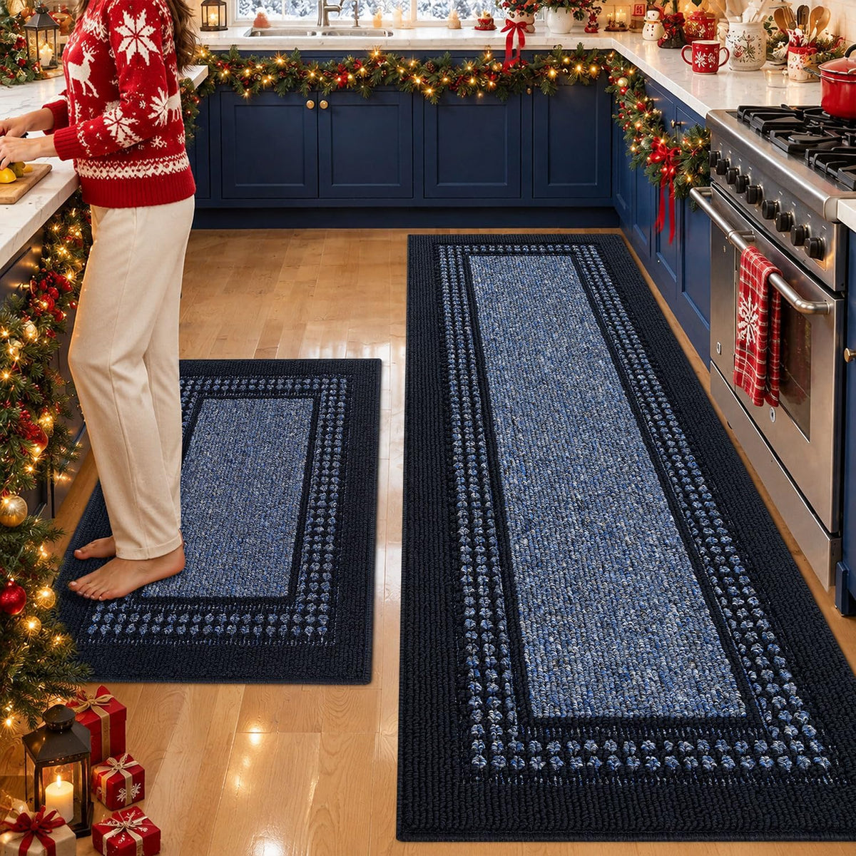 hicorfe Kitchen Runner Rugs,Set of 2 Non Slip Kitchen Mats for Floor