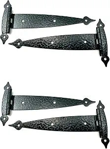 Black Colonial Flush Surface Mount Strap Hinge With Black Screws