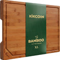 Kikcoin 17''x11'' Deep-Carbonized Bamboo Cutting Board for kitchen, Non-Toxic