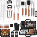 Kaluns 35PC BBQ Grill Tools Set - Heavy Duty Stainless Steel Grill Accessories Kit with Case, Meat Thermometer, Injector, Claws & Mats - Christmas Gift for Dad, Men