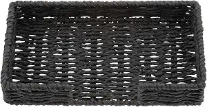 Karma, Woven Napkin Holder for Table & Kitchen - Boho Flat Napkin Dispenser for Home & Outdoor Dining, Paper Napkin Holder, Black