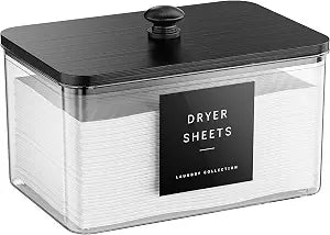 Dryer Sheet Holder with 6 Labels for Laundry Room Organization and Storage