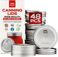 FORJARS Wide Mouth Canning Lids and Rings - 48 Pcs / 24 Sets - Airtight Seals on Mason Jars to Preserve Food for Meal Prep - 2.7 In. Stainless Steel and Bands with Silicone Seals - Canning Supplies