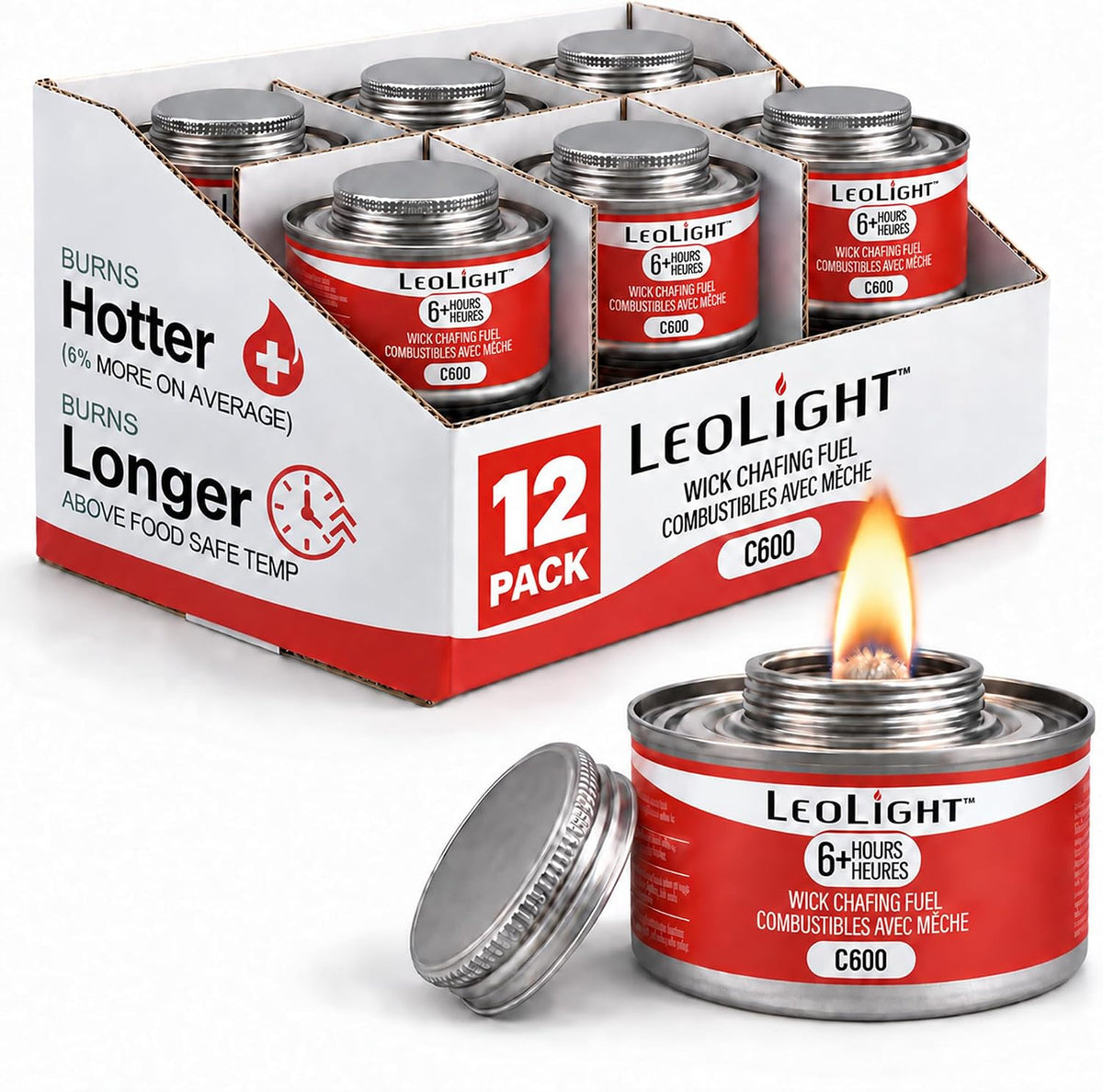 LeoLight Chafing Fuel 12 Pack, 6 Hour Burn, 200 g (7.1 oz)