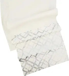 Saro Lifestyle Glamorous Metallic Foil Print Table Runner, Silver, 16"x72"