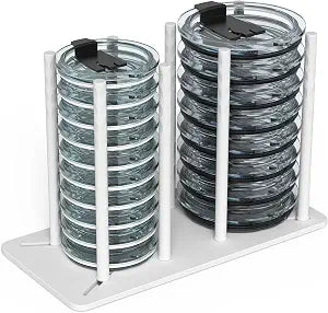 Adjustable Tumbler Lid Organizer - Holds up to 16 Lids, Disposable Cup and Lid Holder, Baby Bottle Drying Racks, Mason Jar Lids Holder,Clutter-Free Kitchen Cabinets,ABS Plastic