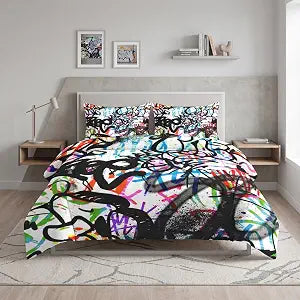 WeCozy Twin Comforter Set, 2 Pieces Abstract Graffiti Bedding, All Season