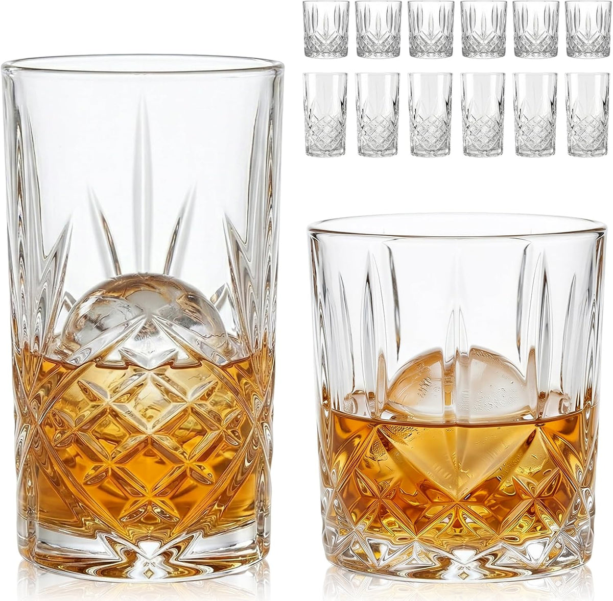 Moretoes Crystal Cocktail Glasses Drinking Glasses Set of 12 Glass Cups