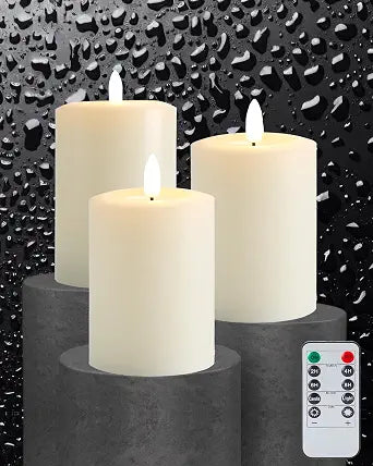 Gmnee 3"x5" Flickering Flameless Candles with Remote Timer, LED Candles