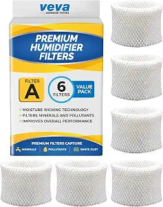 VEVA 6 Pack Premium Humidifier Filters Replacement for Honeywell Filter A, HAC-504, HAC-504AW, HCM 350 and Other Cool Mist Models